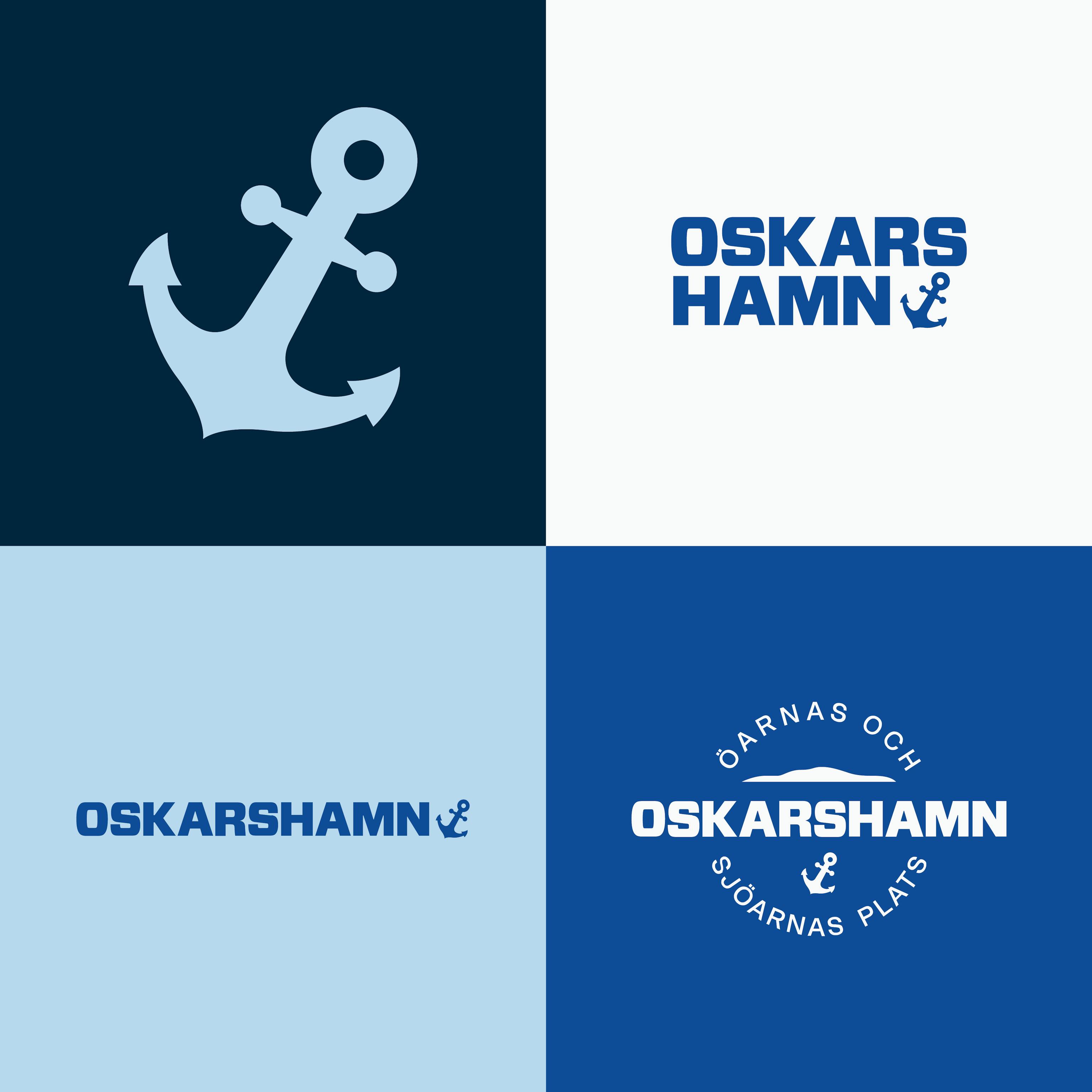 Olika varianter av Oskarshamns logotyp