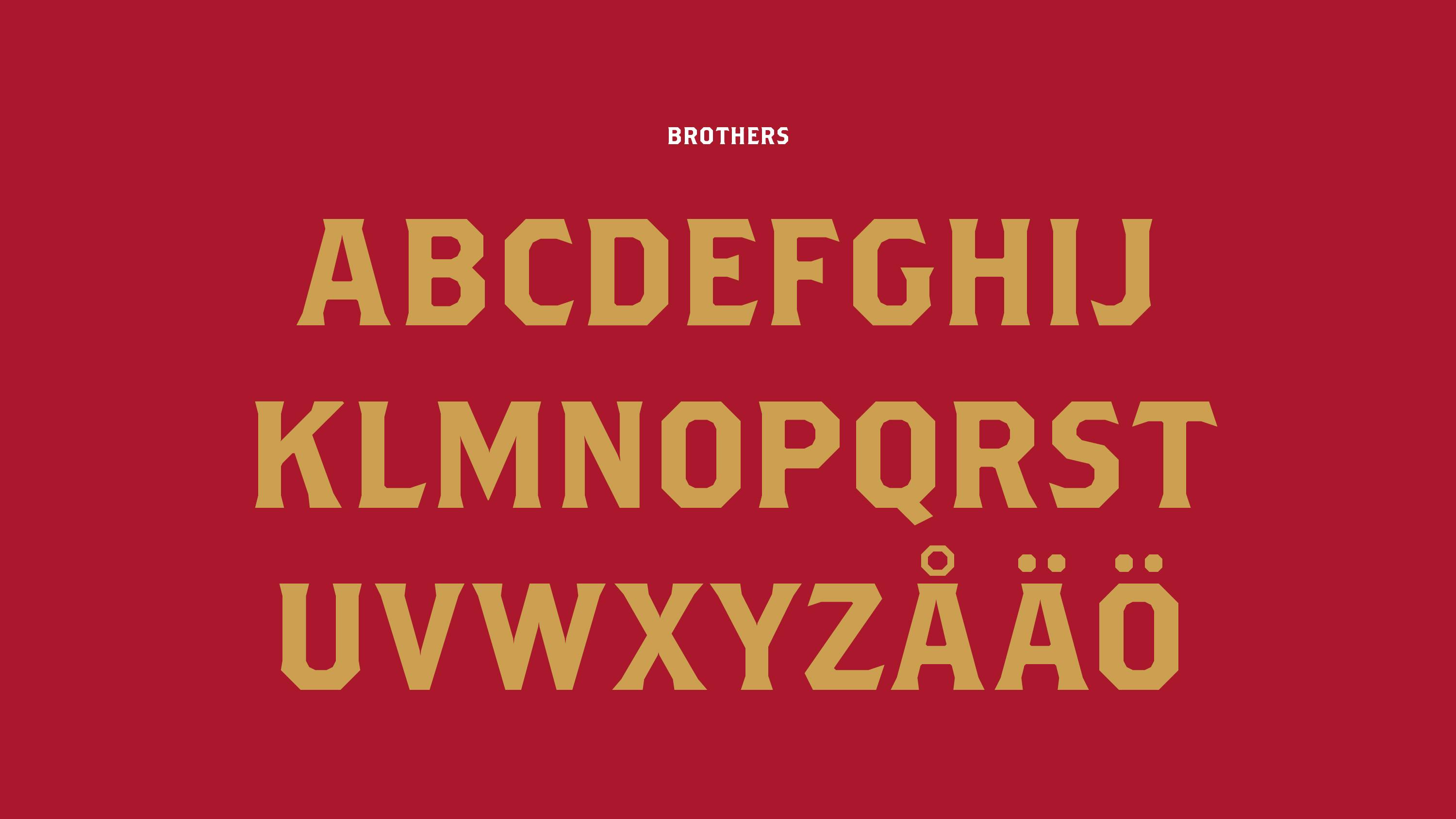 Kalmar FF typsnitt och typografi guldfärg på röd bakgrund