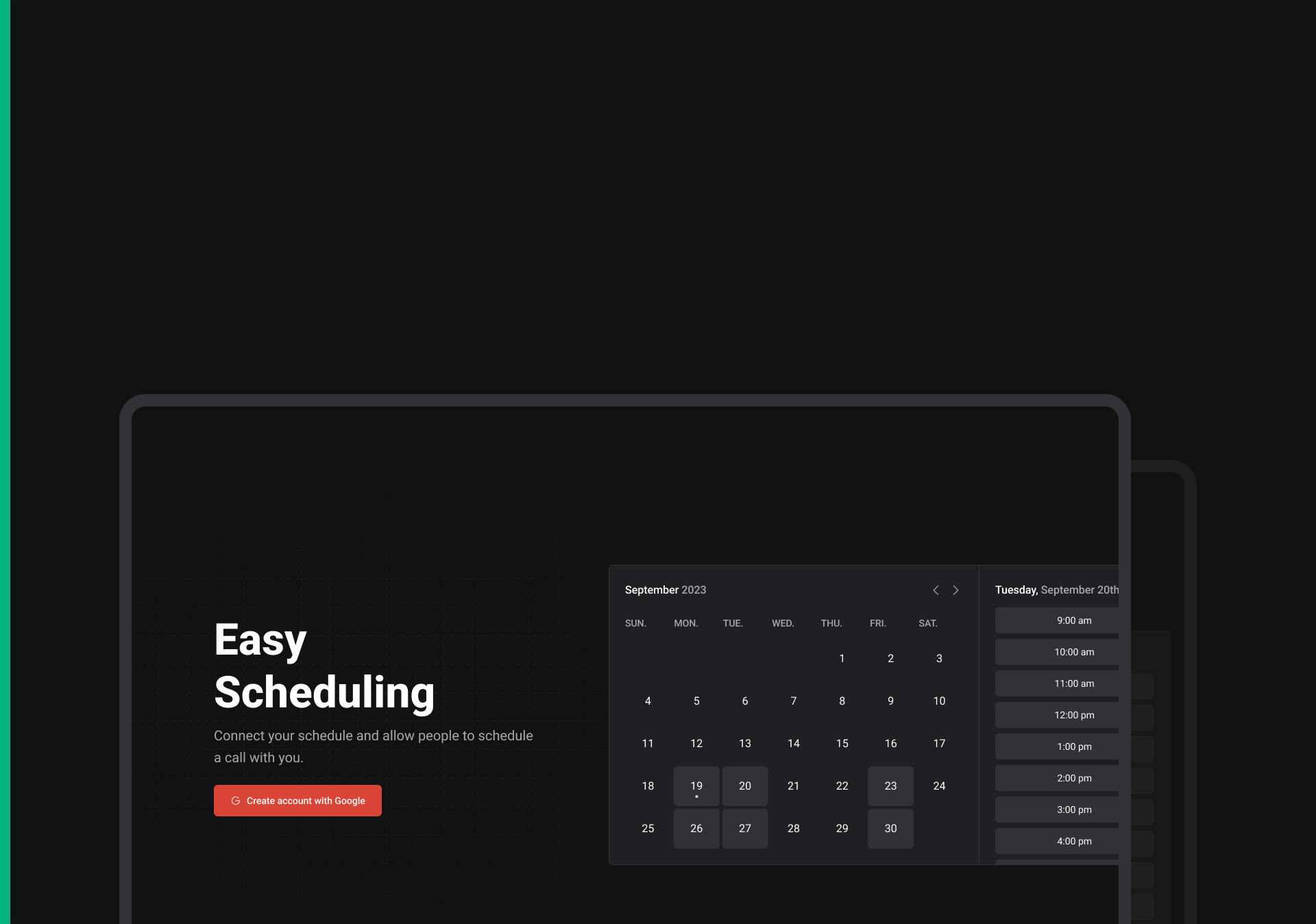 Green double couch with wooden legs