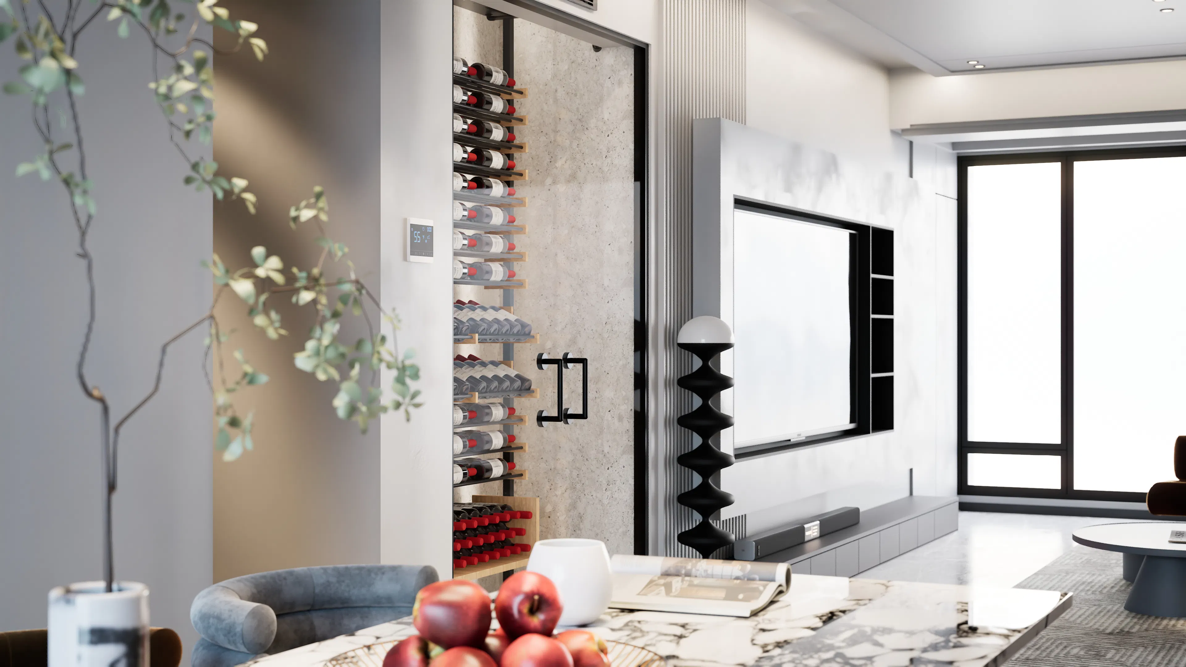 Residential wine cellar with bottle storage