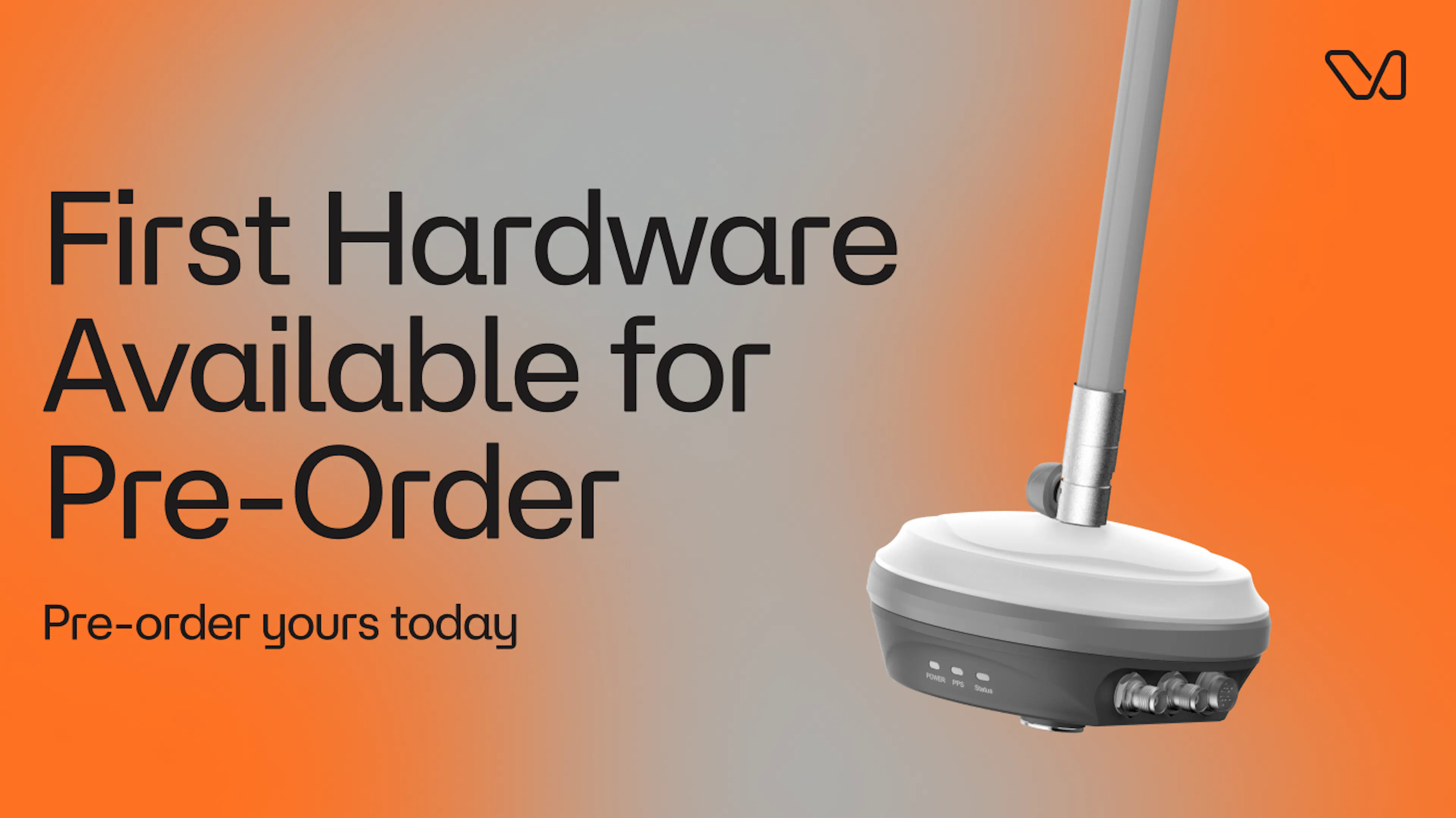 Orange and gray image with the words "First Wingbits Approved DePIN Hardware Now Available for Pre-Order" and the term "Pre-order yours today"