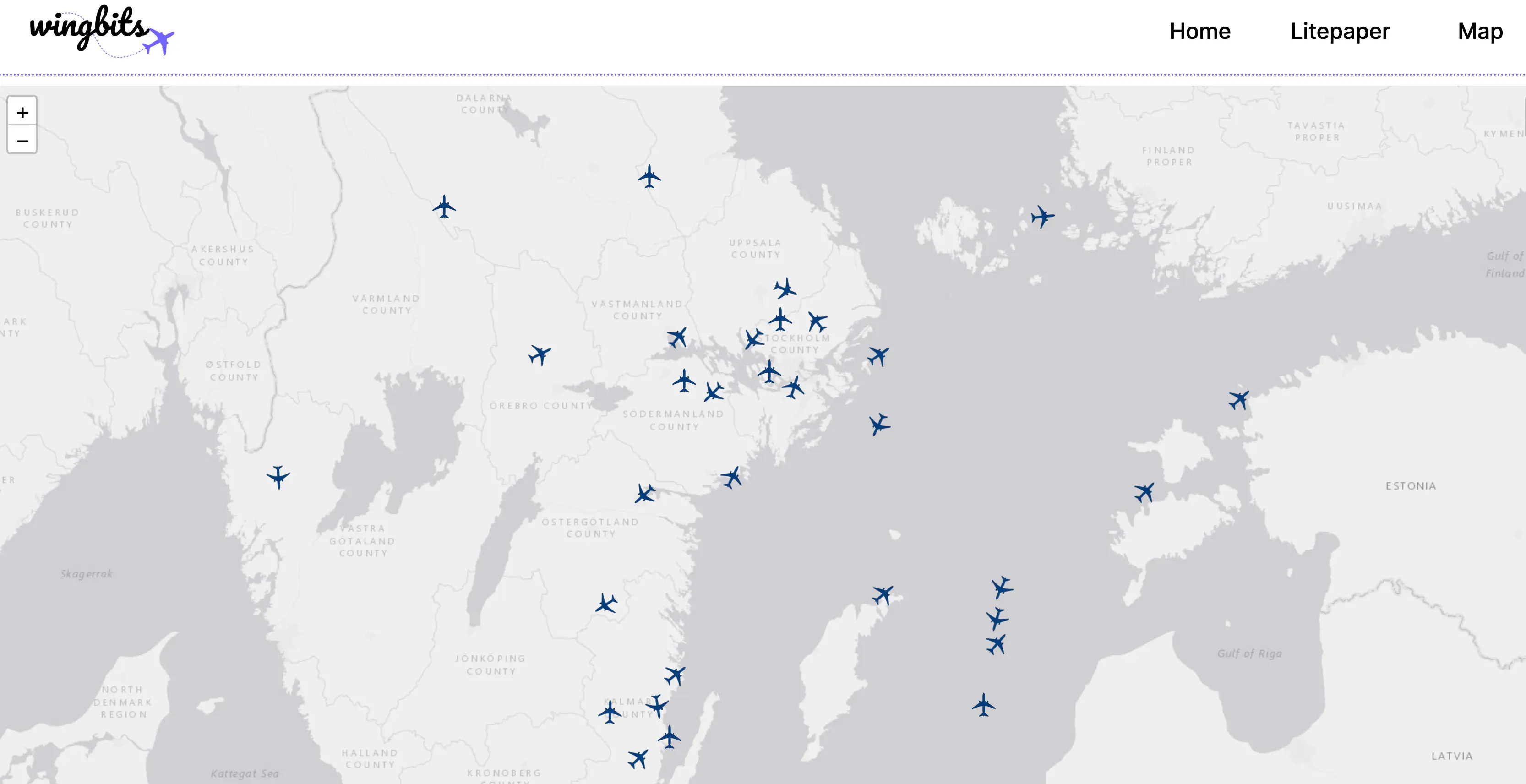 Aviation Map on Wingbits ads-b dashboard