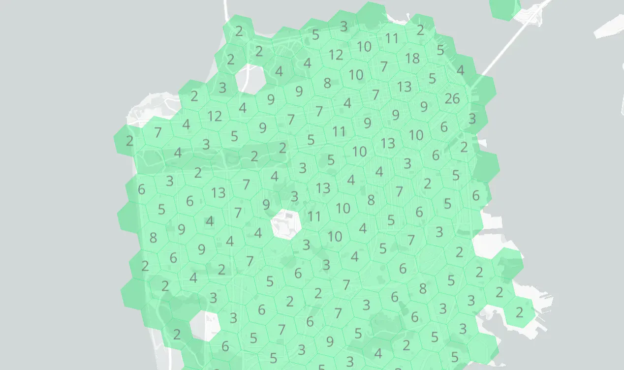 Map of wingbits hexes showing rewards from the ads-b flight-tracking network