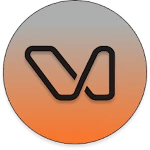 Circular wingbits logo with a gray and orange gradient background