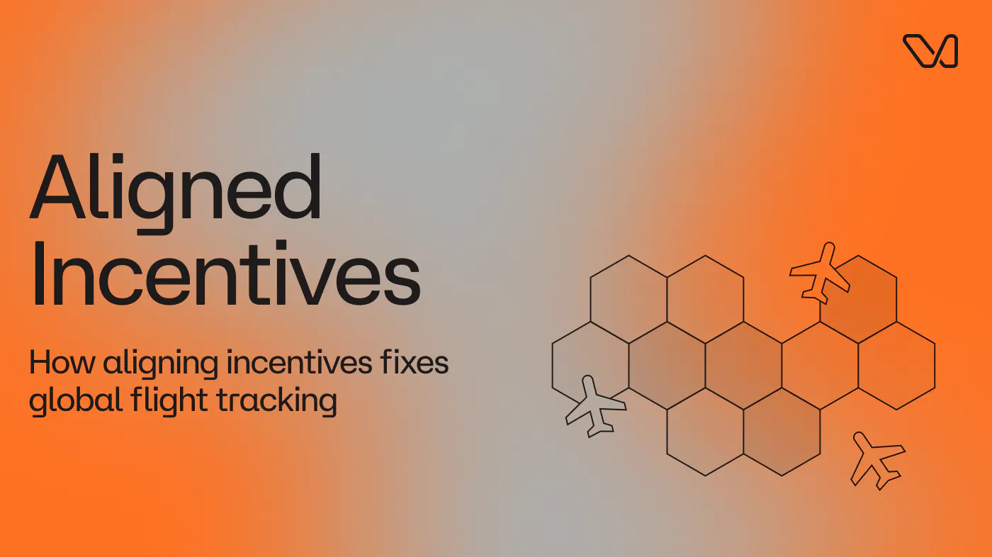Orange and gray image with the words "aligned incentives" and the term "How aligning incentives fixes global flight tracking"
