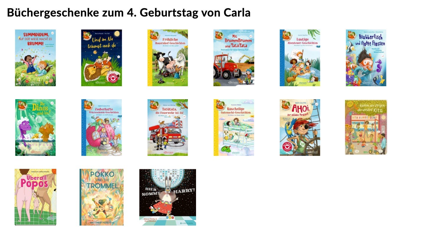 Wunschliste Büchergeschenke zum 4. Geburtstag