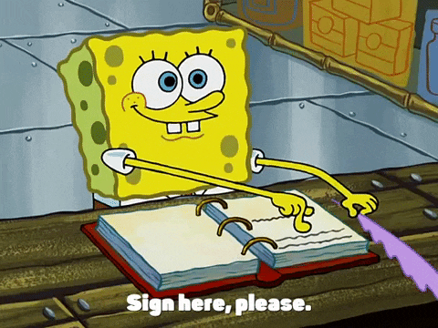 Spongebob signing