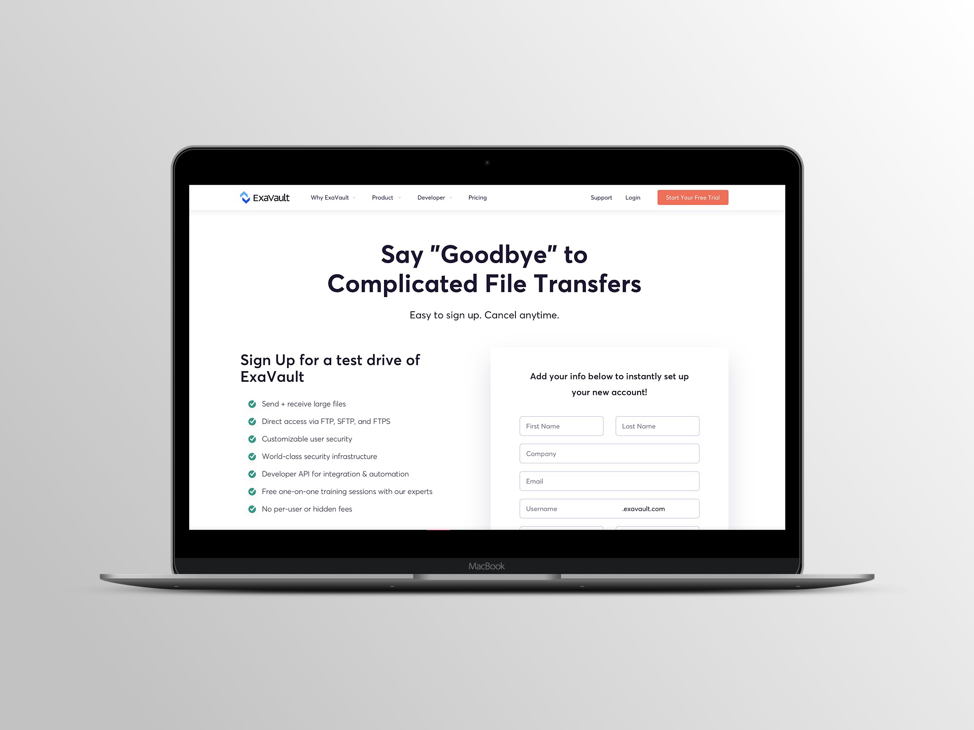 ExaVault Registration Page