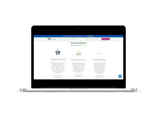 A "Success Stories" section on a laptop screen, showing how to use testimonials to build trust when you build a custom website.