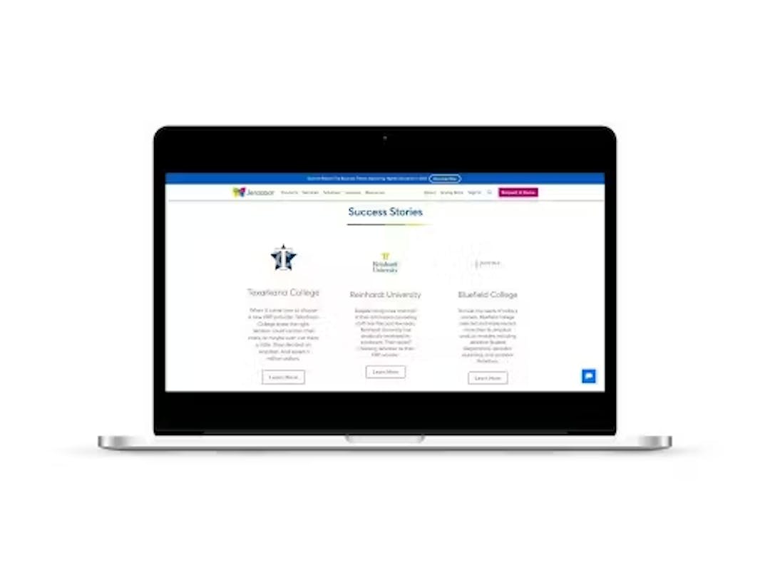 A "Success Stories" section on a laptop screen, showing how to use testimonials to build trust when you build a custom website.