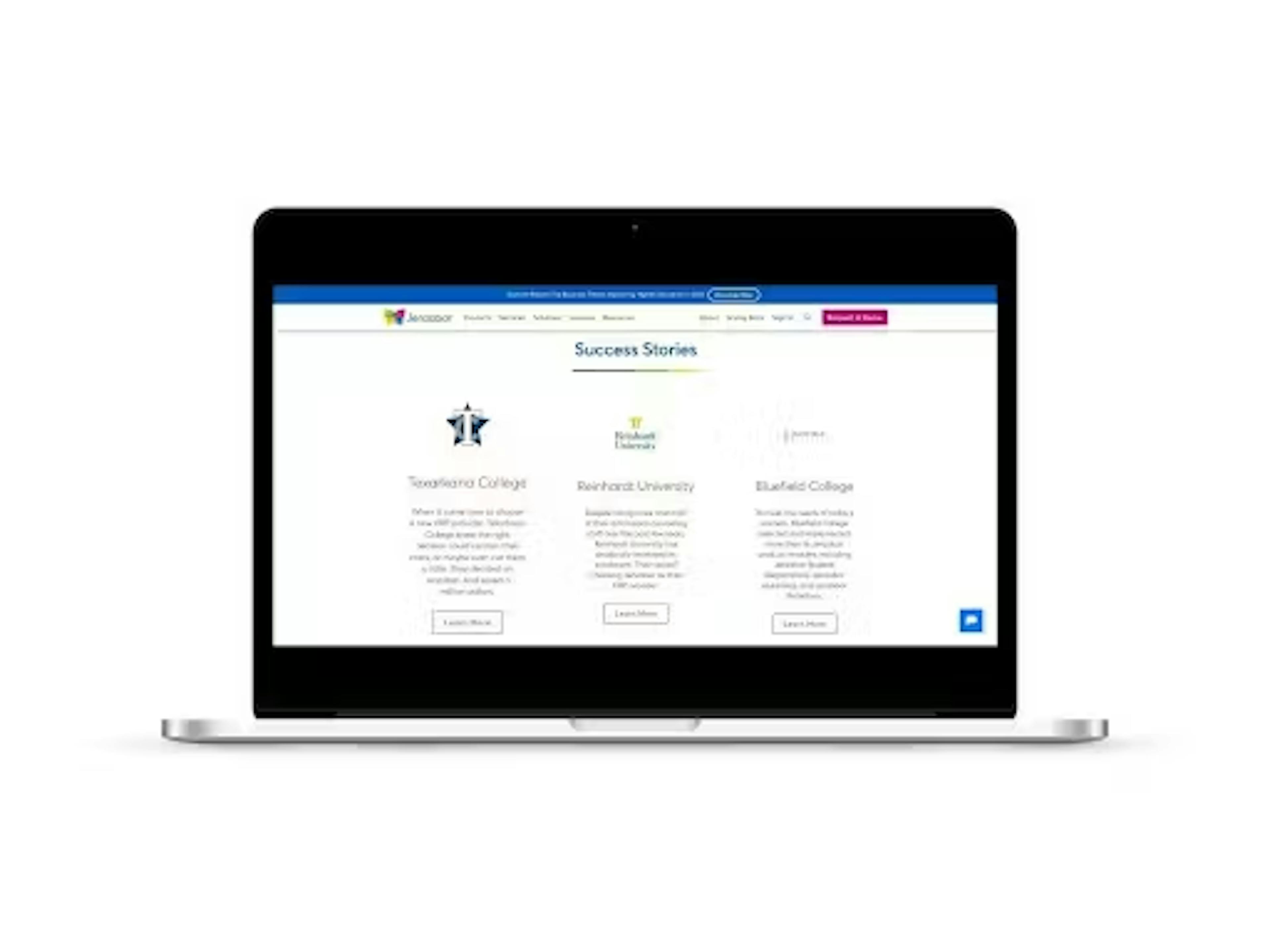 A "Success Stories" section on a laptop screen, showing how to use testimonials to build trust when you build a custom website.