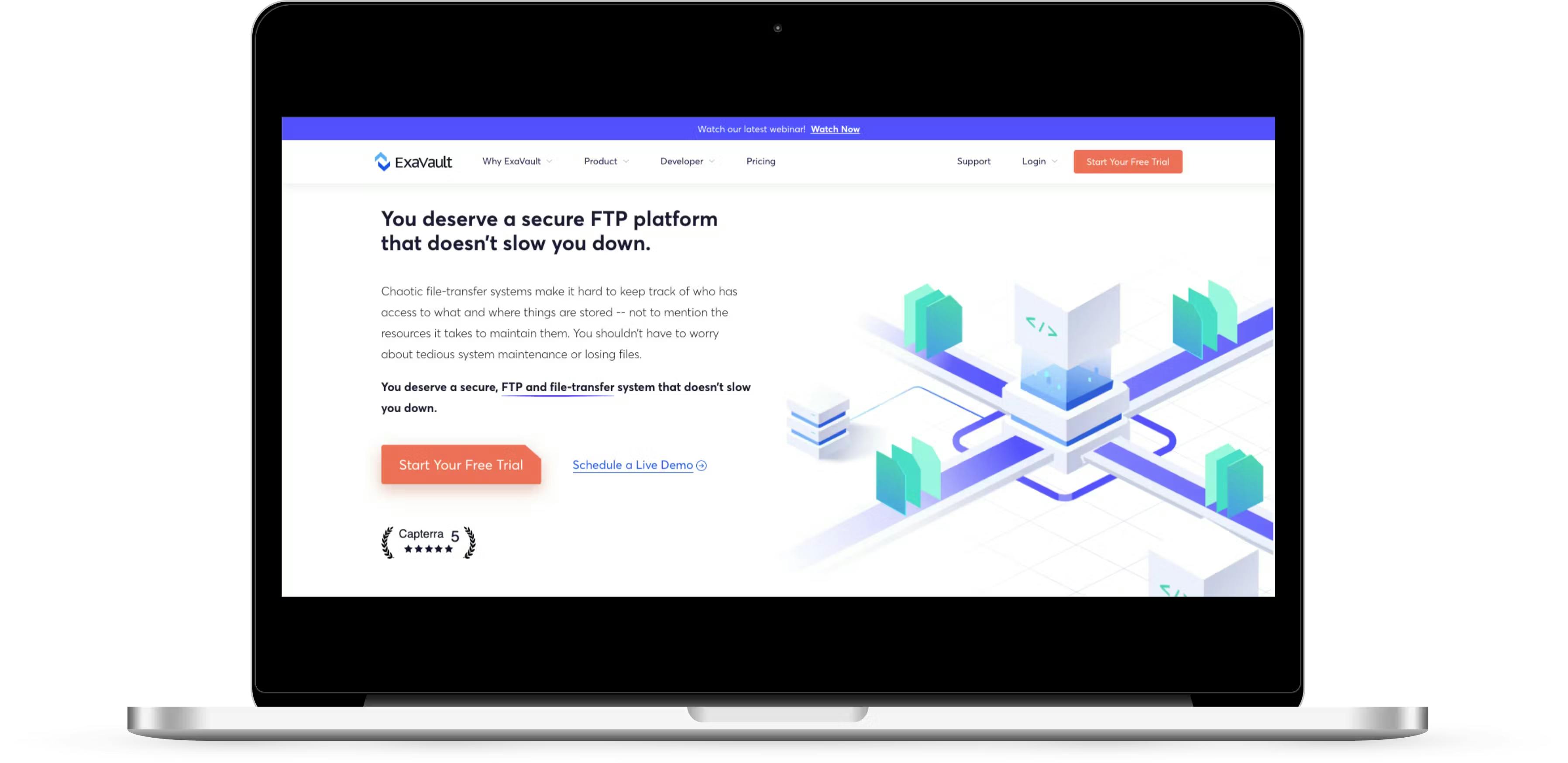 A website "Stakes" section example that identifies a customer problem and offers a secure FTP solution.
