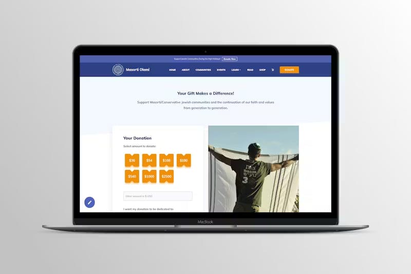 Masorti Olami Website Project by WITH LOVE INTERNET