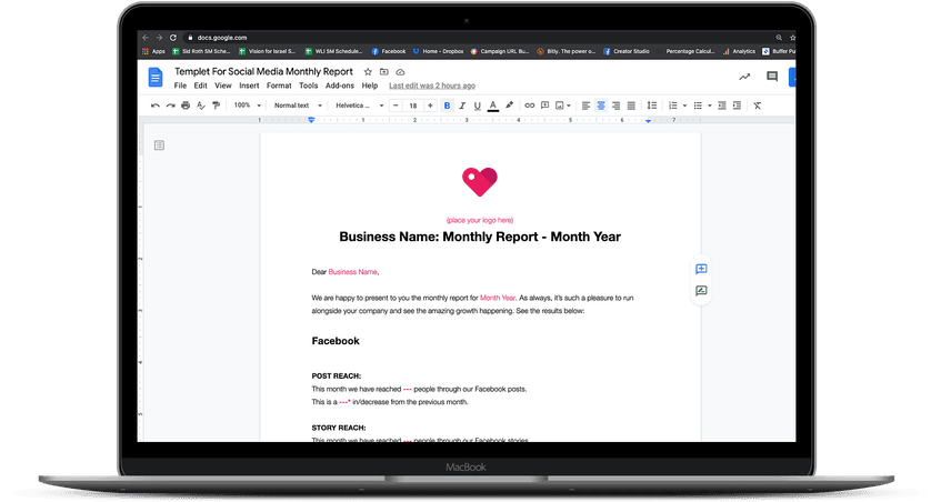 Free Monthly Report Template Screenshot