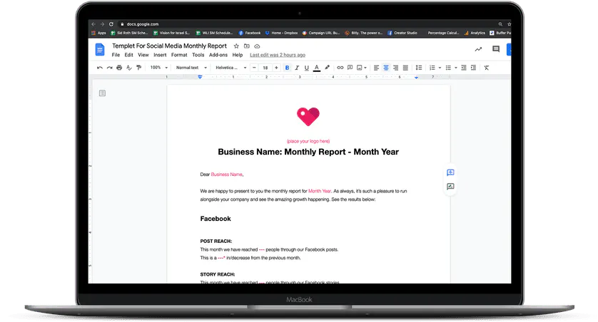 Free Monthly Report Template Screenshot