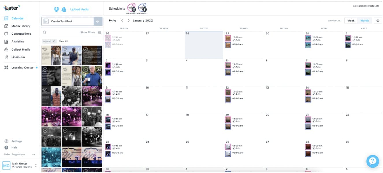 Later social media calendar