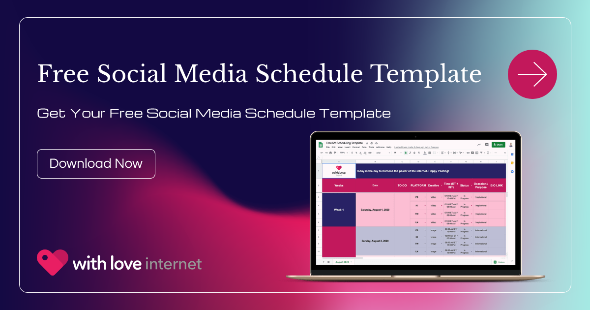 Free Social Media Schedule Template | WITH LOVE INTERNET