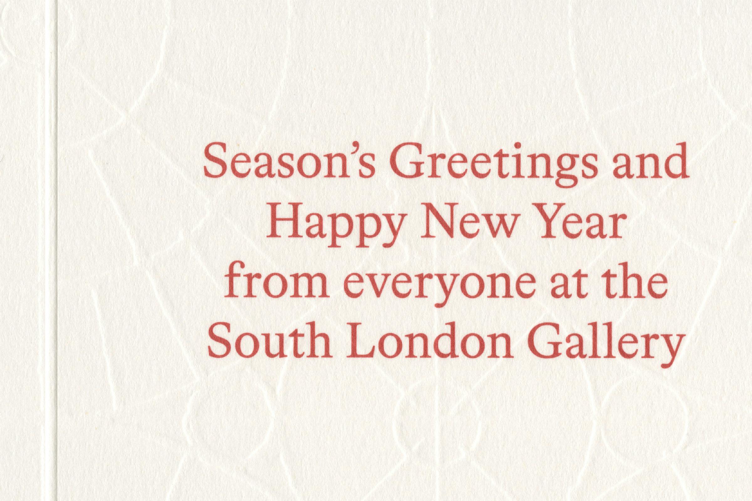 Christmas Card, South London Gallery, Gabriel Orozco, Graphic Design by Wolfe Hall