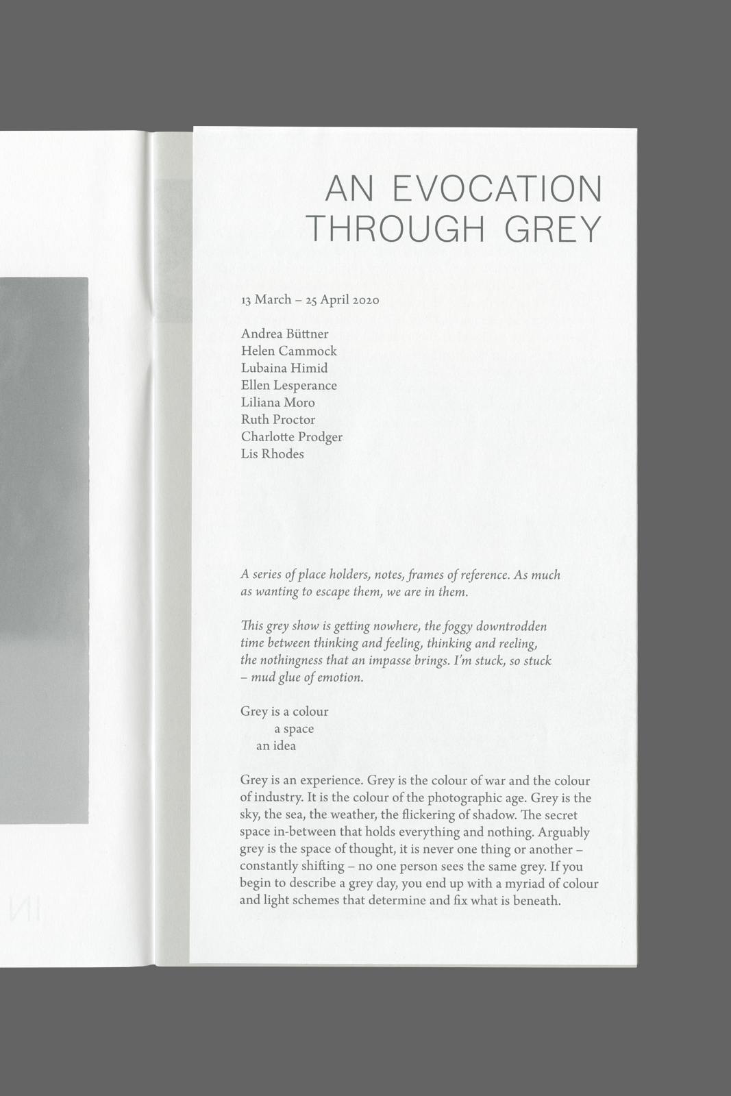 Hollybush Gardens, The Sky is Leaden in the South: An Evocation Through Grey, Print, Graphic Design by Wolfe Hall