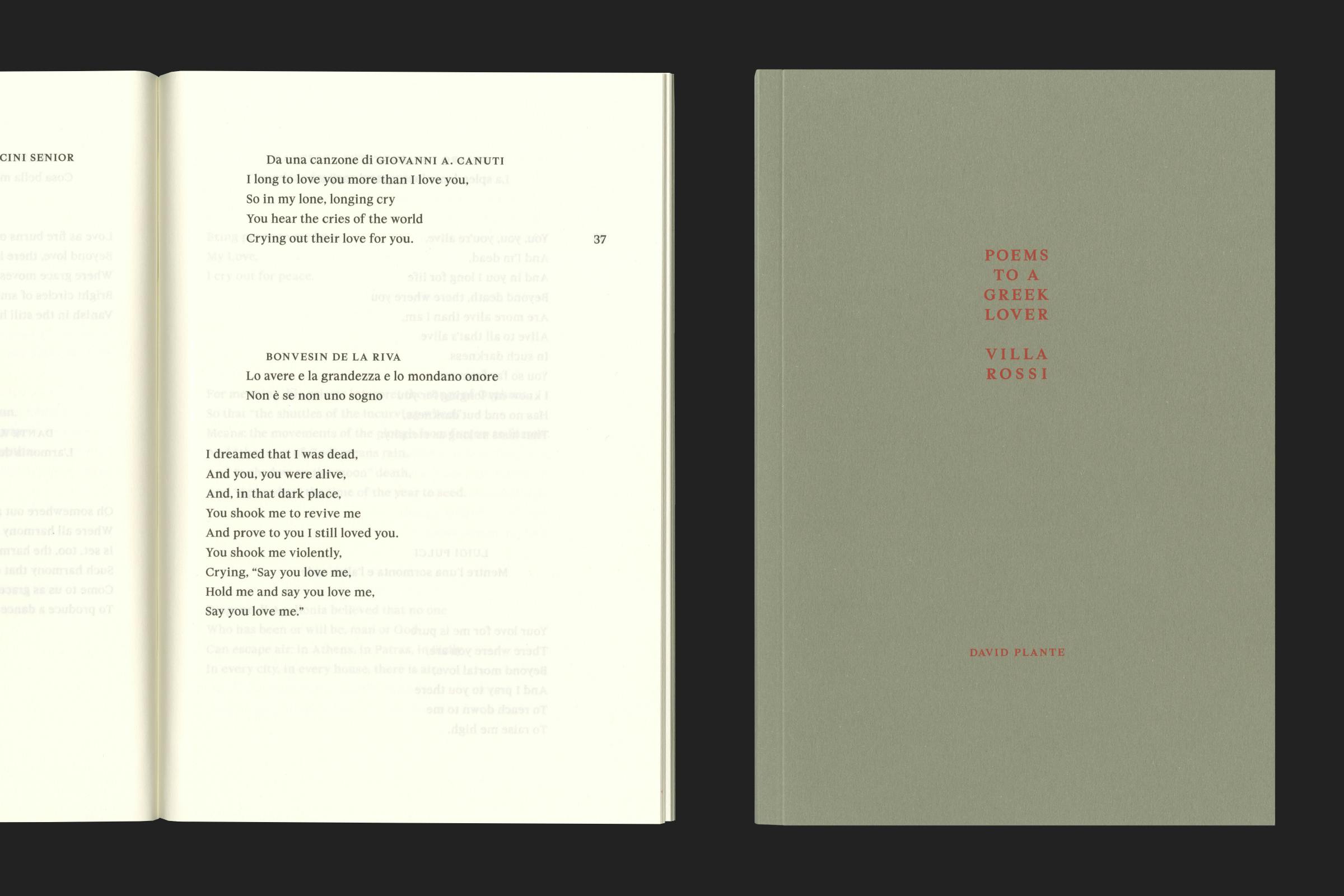 Compagnia, David Plante, Poems to a Greek Lover, Design by Wolfe Hall