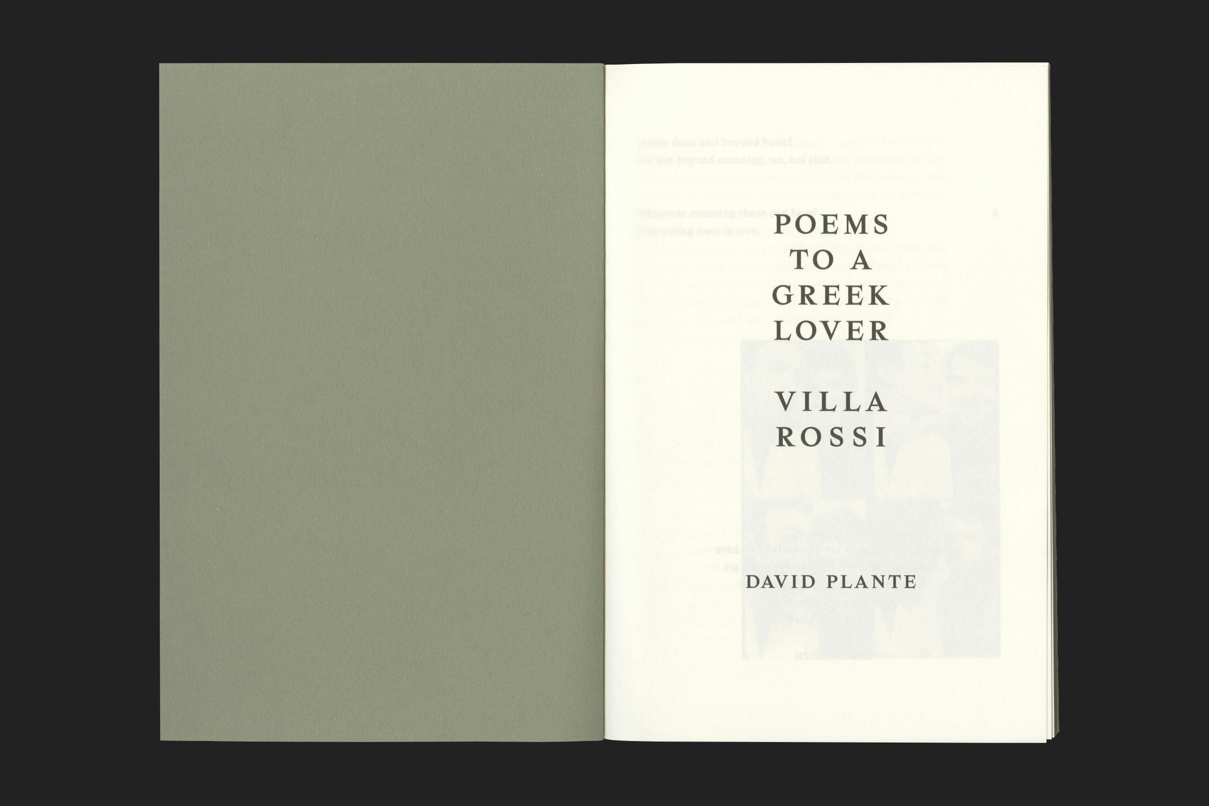 Compagnia, David Plante, Poems to a Greek Lover, Design by Wolfe Hall