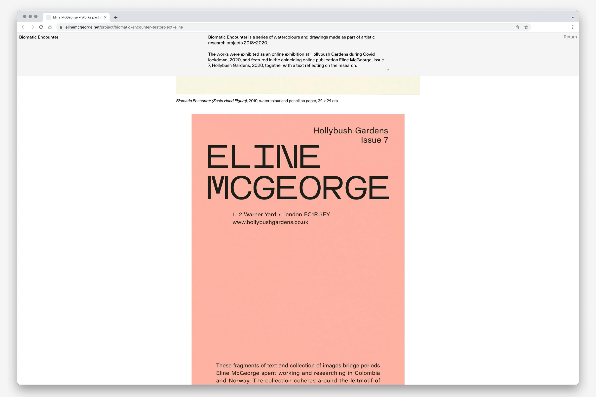 Eline McGeorge, Website, Design by Wolfe Hall