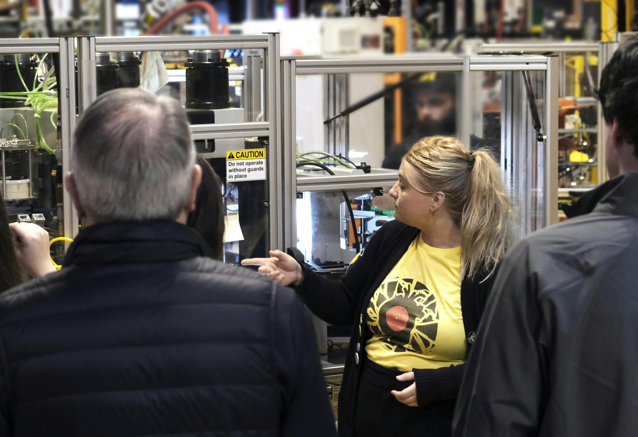 Brie-Anne giving a tour of Third Man Pressing