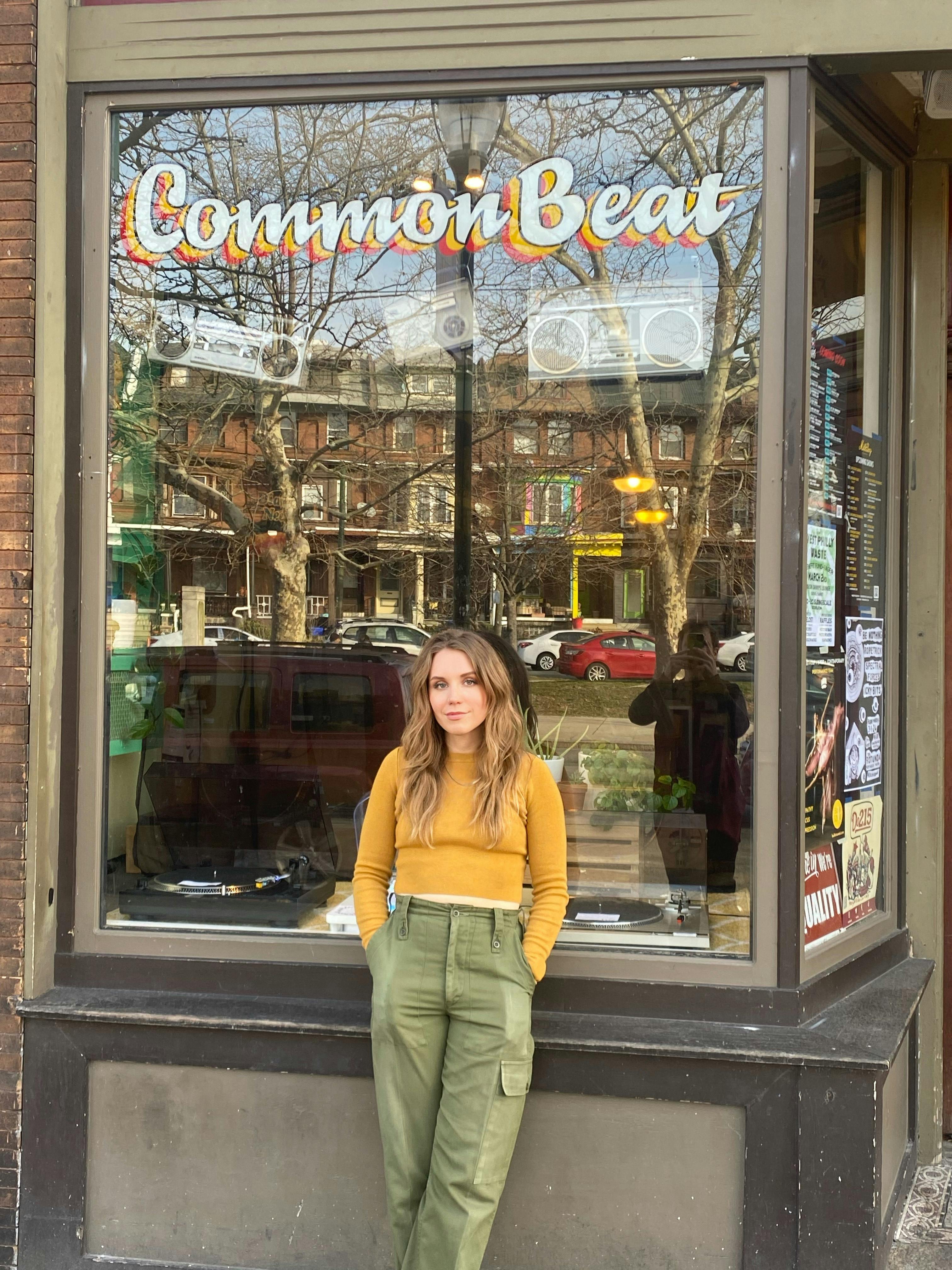 Portrait of Keri in front of Record Store