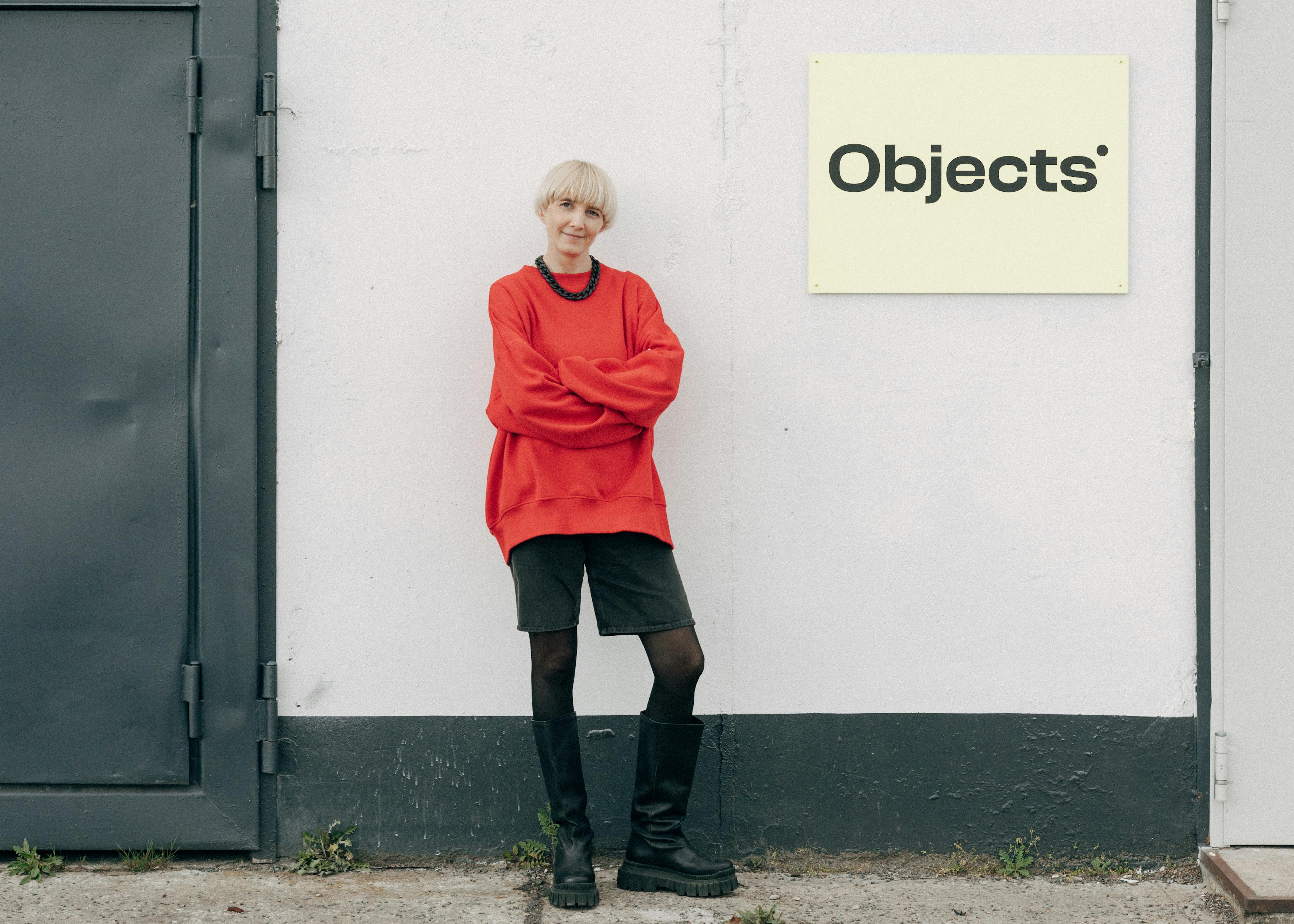 Tanja standing in front of Objects vinyl manufacturing 