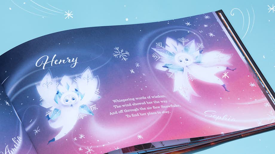 Snowflake Book personalised names spread