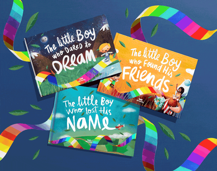 An image showing the Lost My Name World of books and their different cover colours