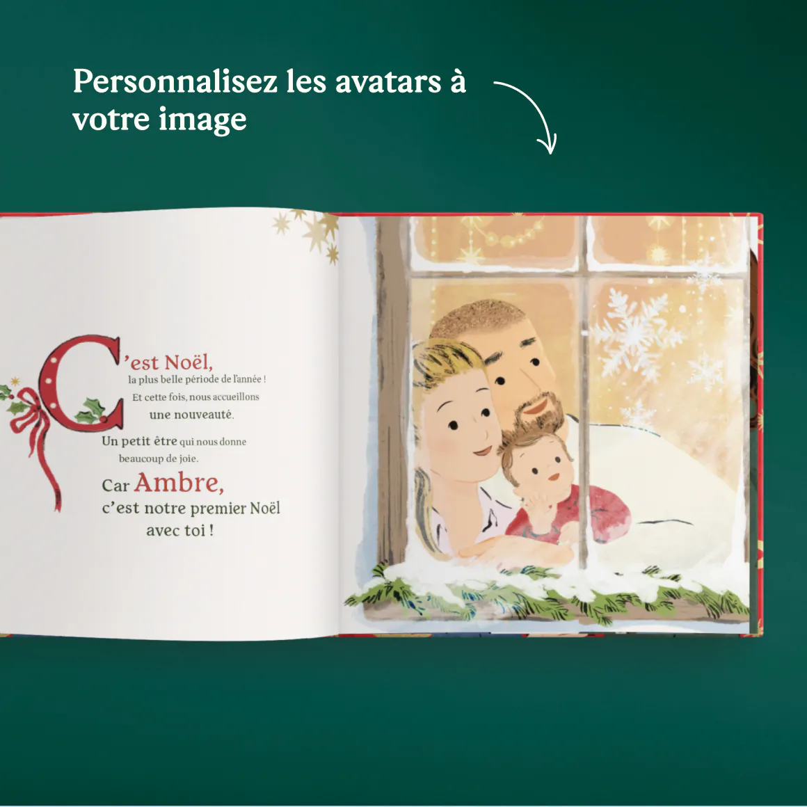 Une page intérieure du livre personnalisé - Notre premier Noël avec toi
