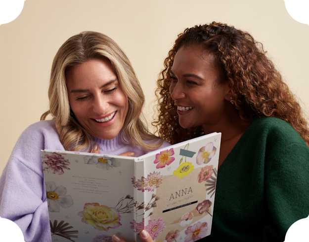 Two friends reading the personalised book together