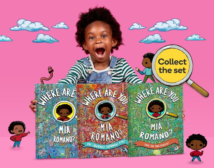 Child with all three books in the collection