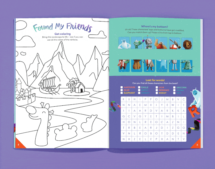 Wonderbly Activity Book inside spreads