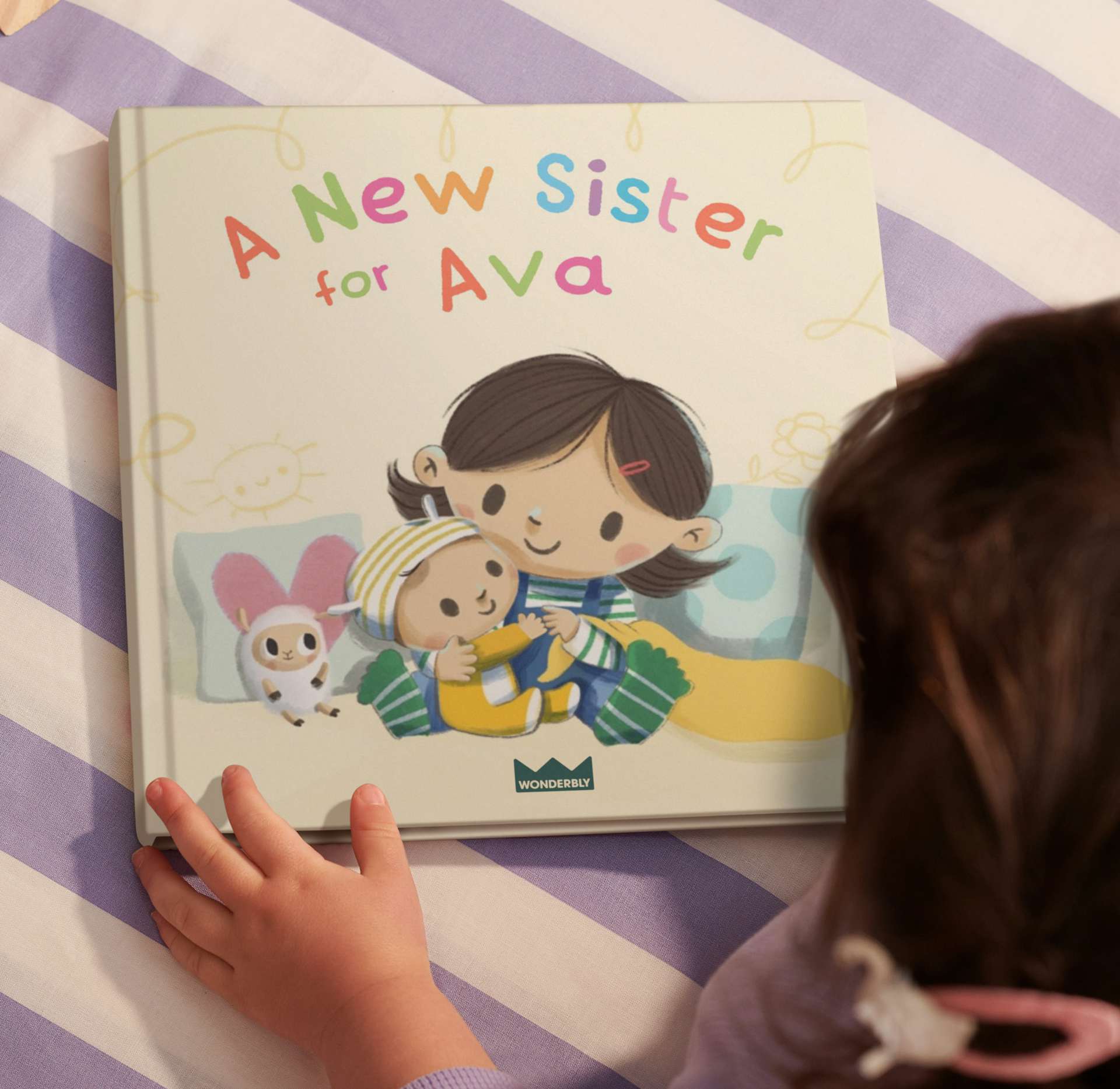 front cover of sibling book with child looking