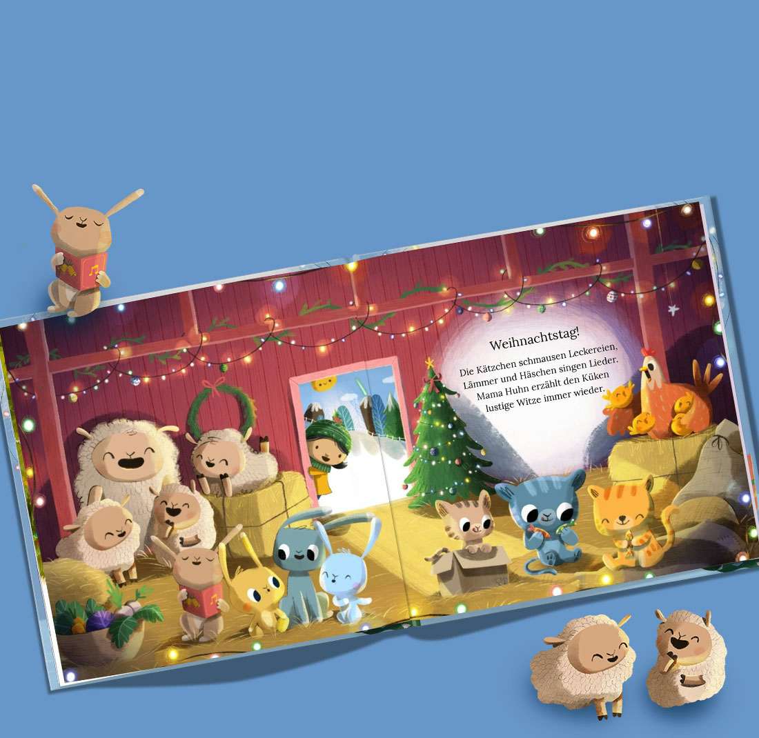 Süße Tier-Illustrationen in Dein erstes Weihnachten
