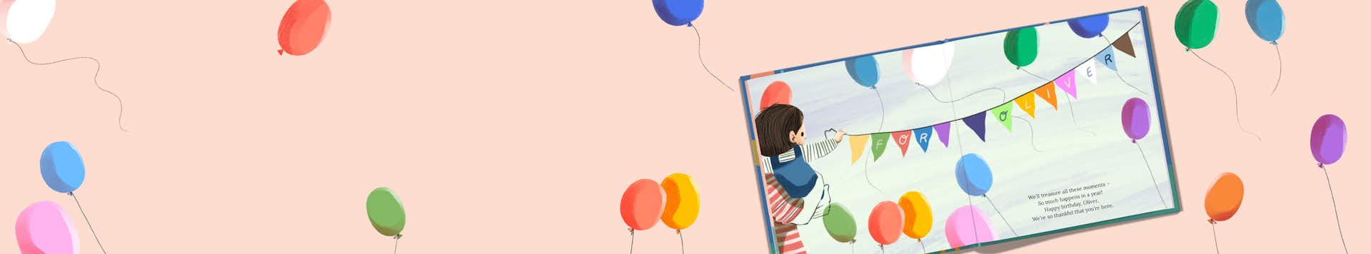 spread of the book with balloons