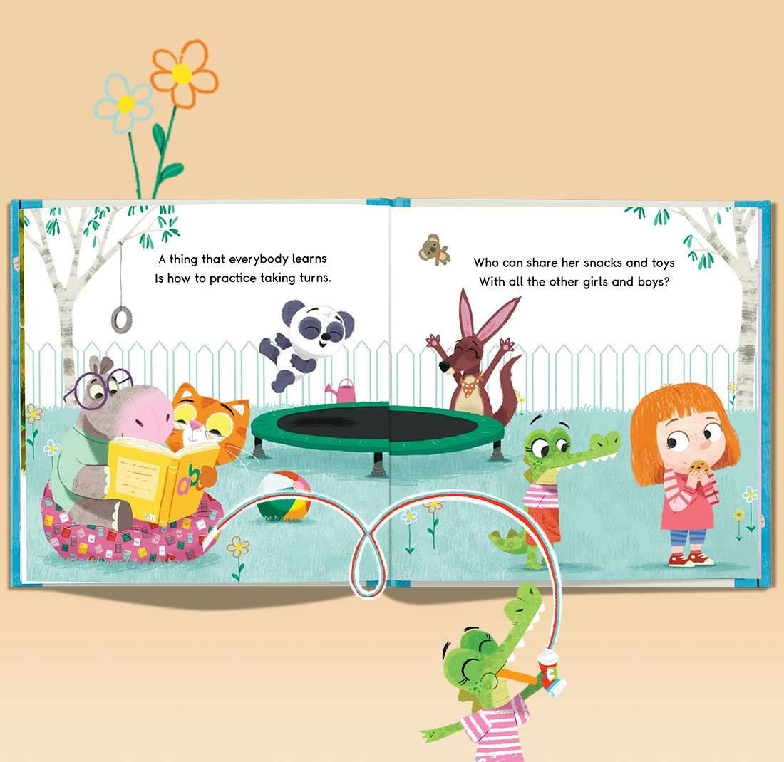 Personalised child character shown inside the book