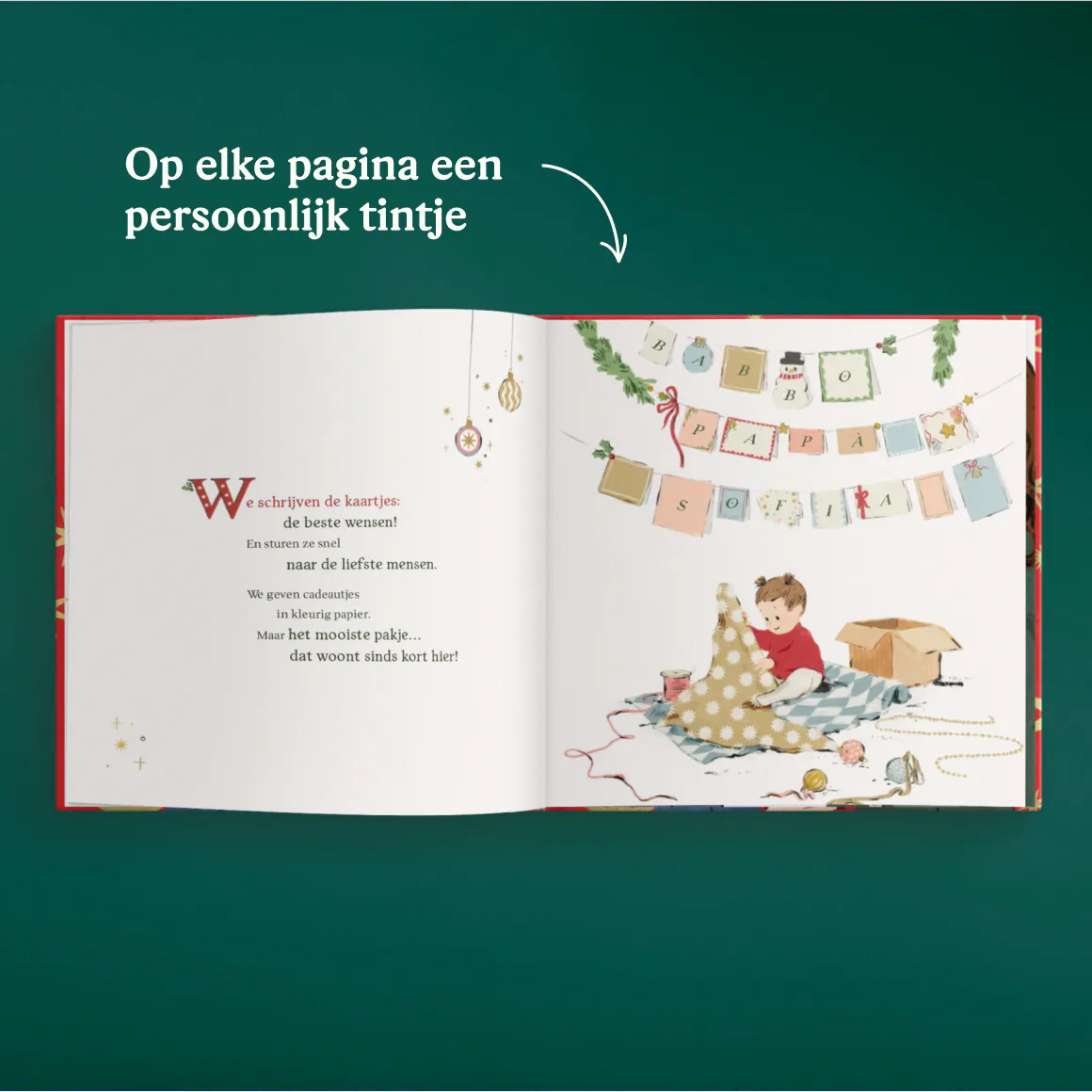 Een pagina in het gepersonaliseerde boek - Het mooiste kerstgeschenk