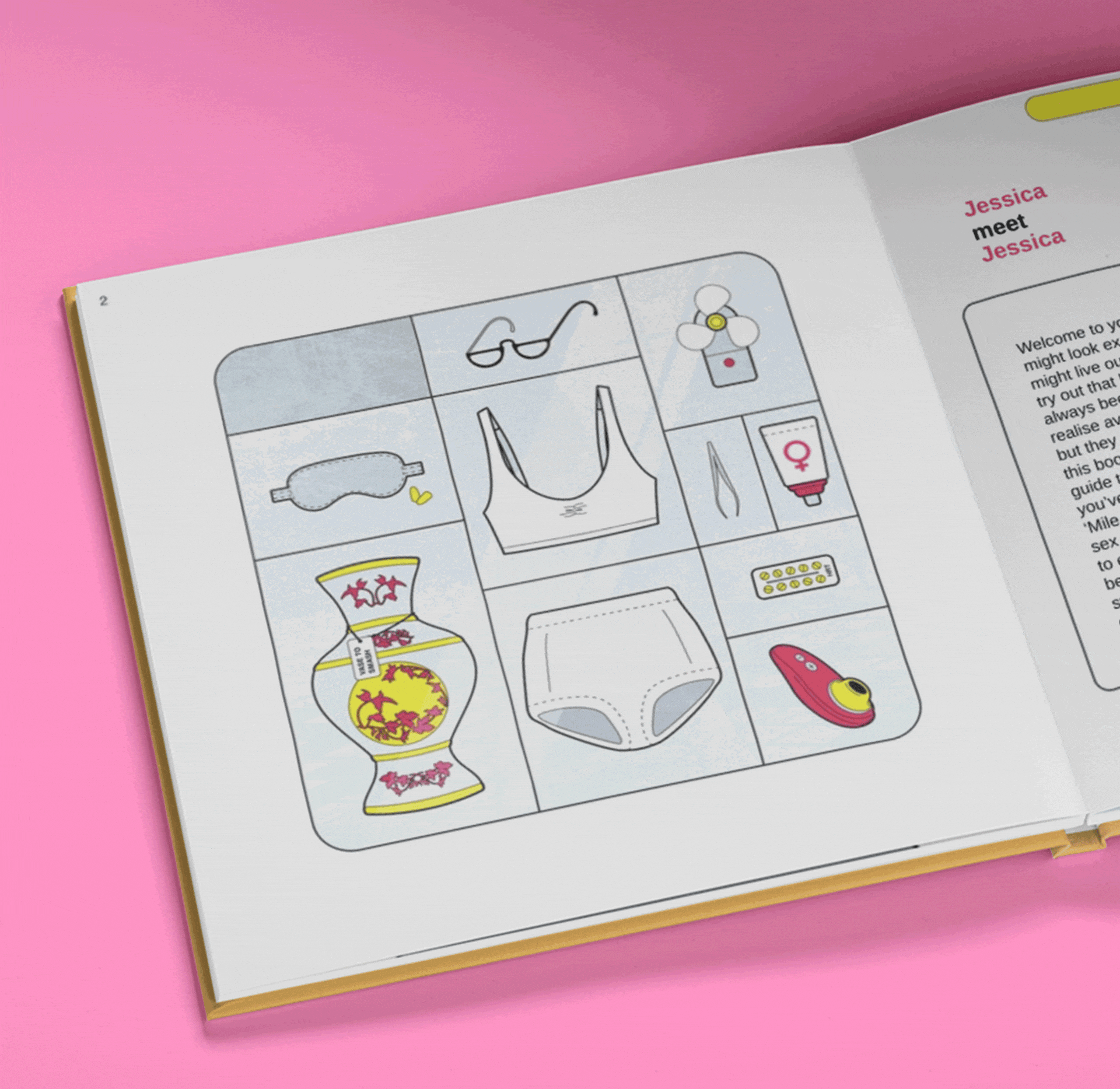 A GIF showing the different personalised pages inside the book