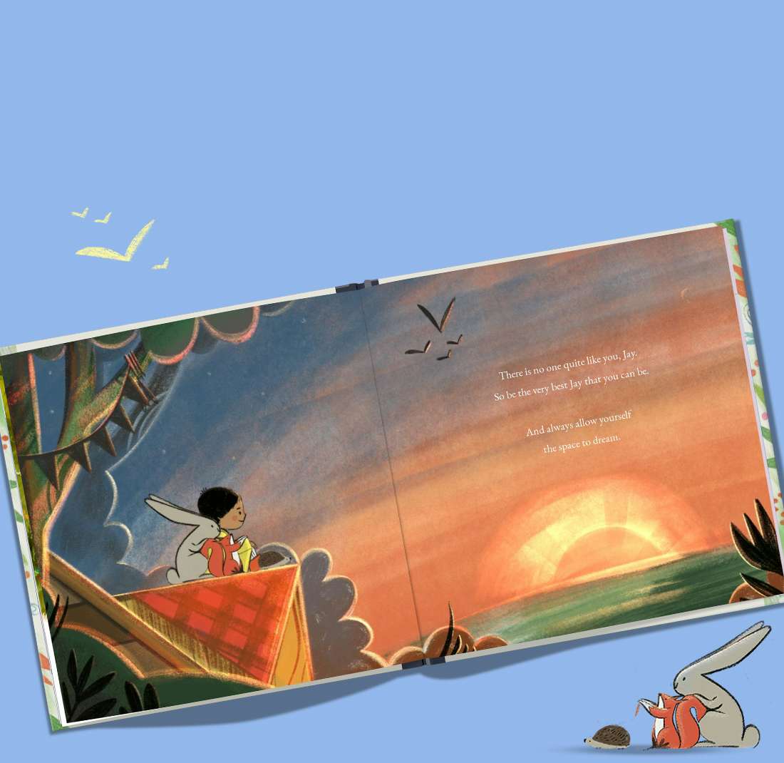 Illustration of a sunset in the book