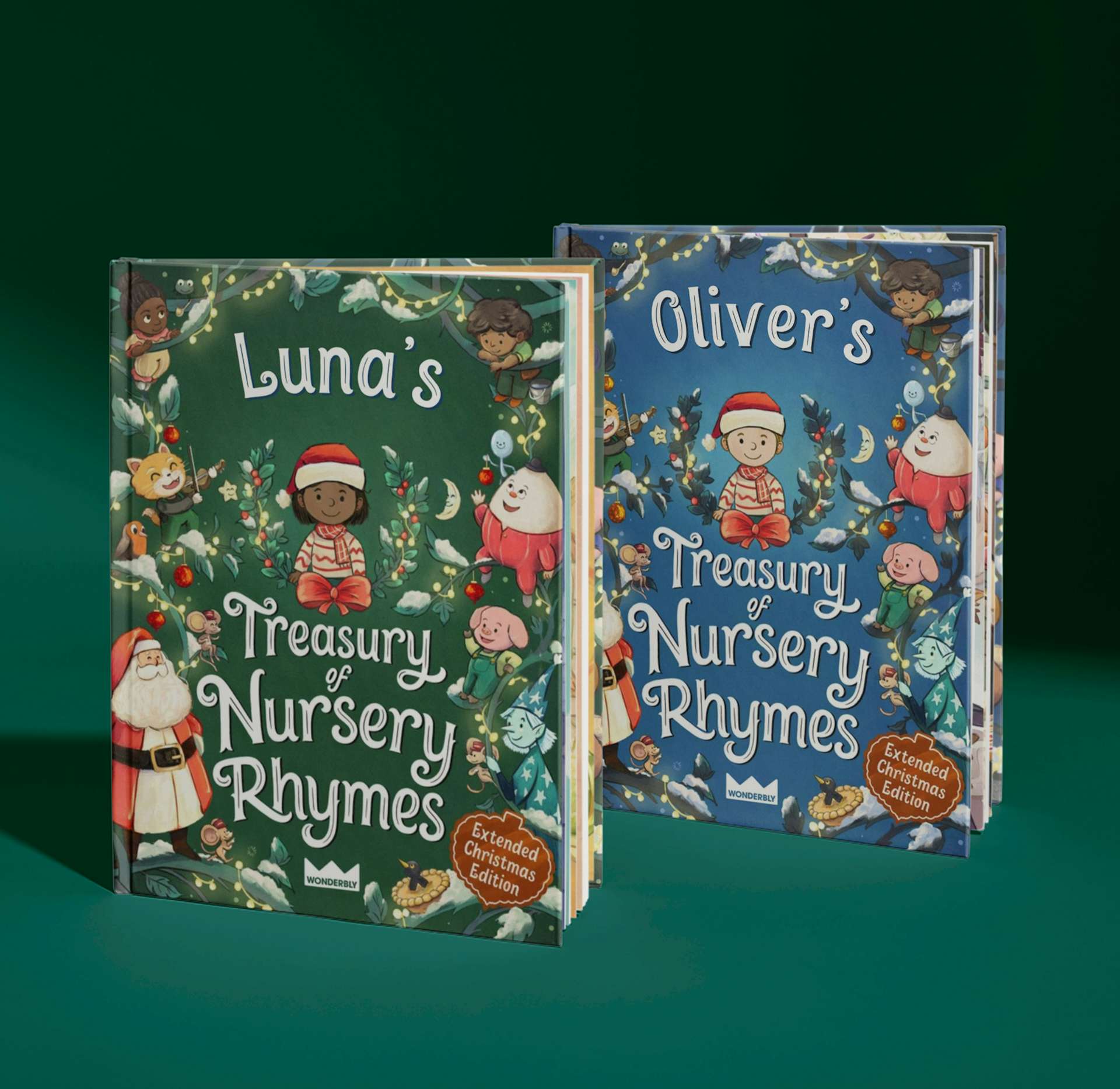 two front covers of nursery rhymes christmas