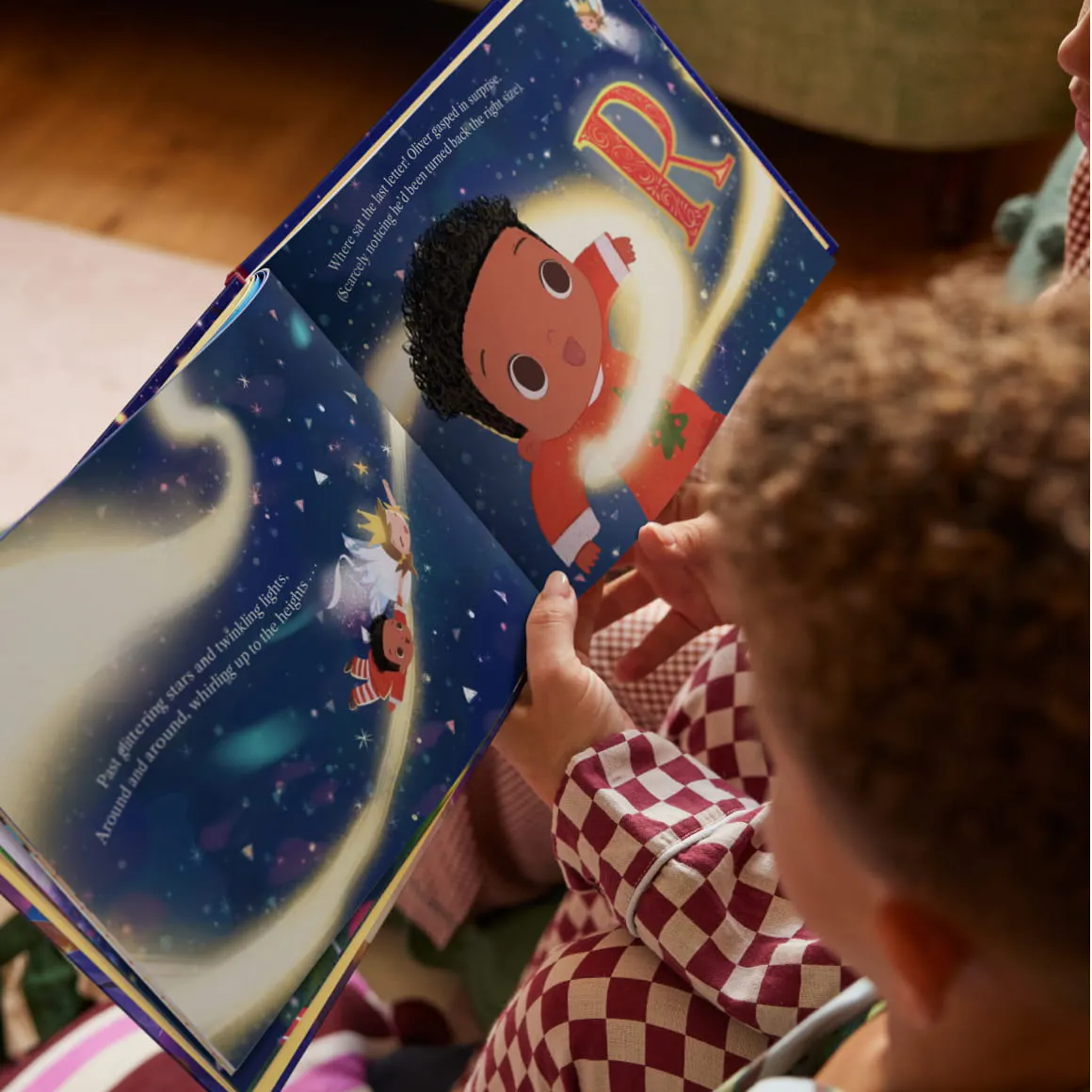 A child reading the personalised book