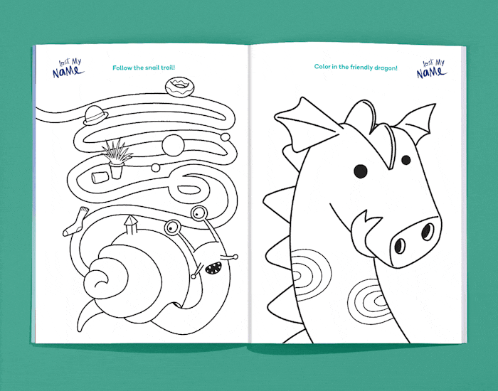 Inside spread of Wonderbly Coloring Book