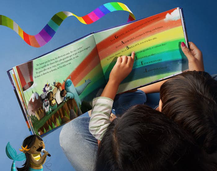 Une page de L'enfant qui ose suivre ses rêves montrant toute la personnalisation