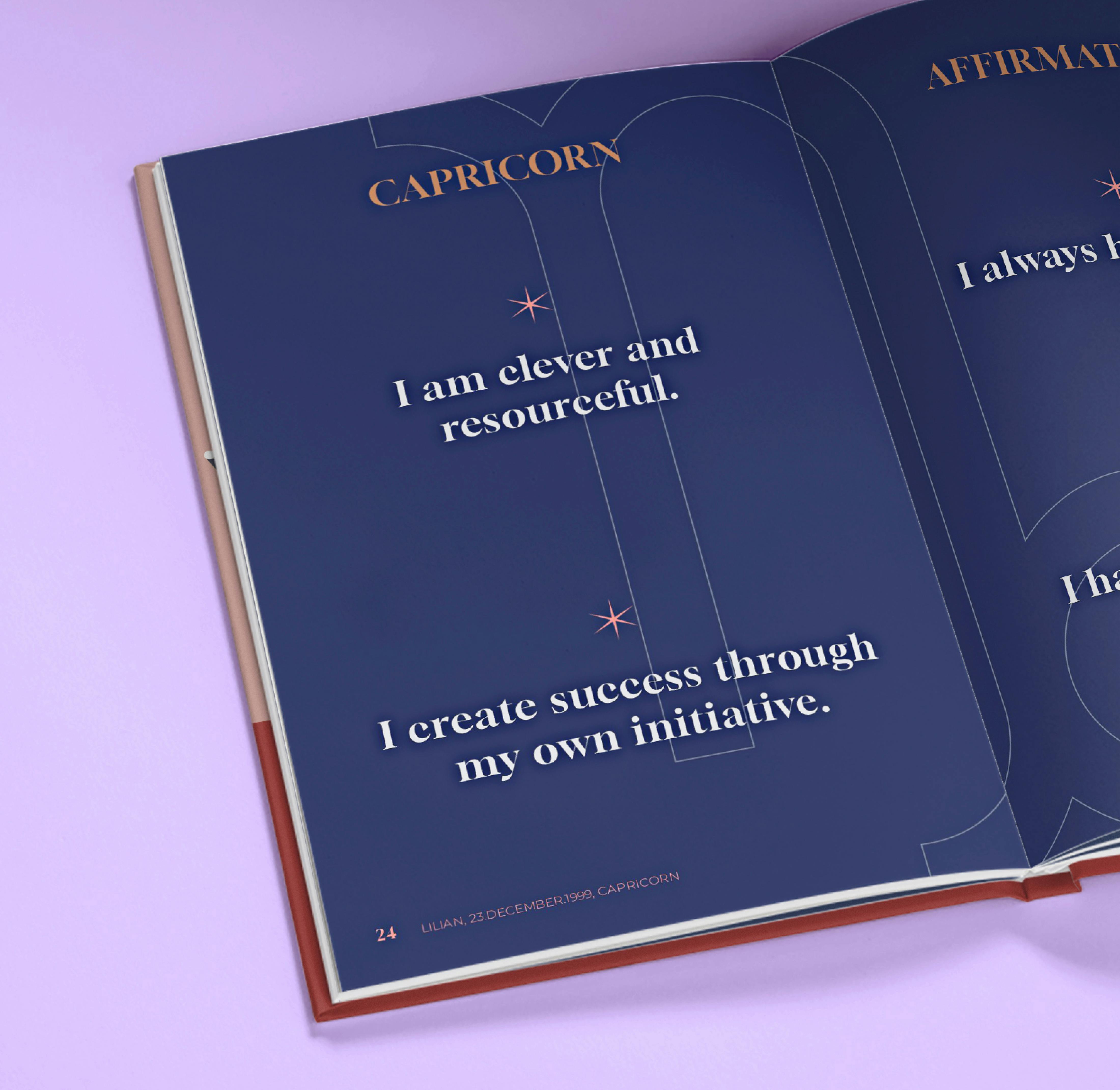 open page of powerful personalised astrology book