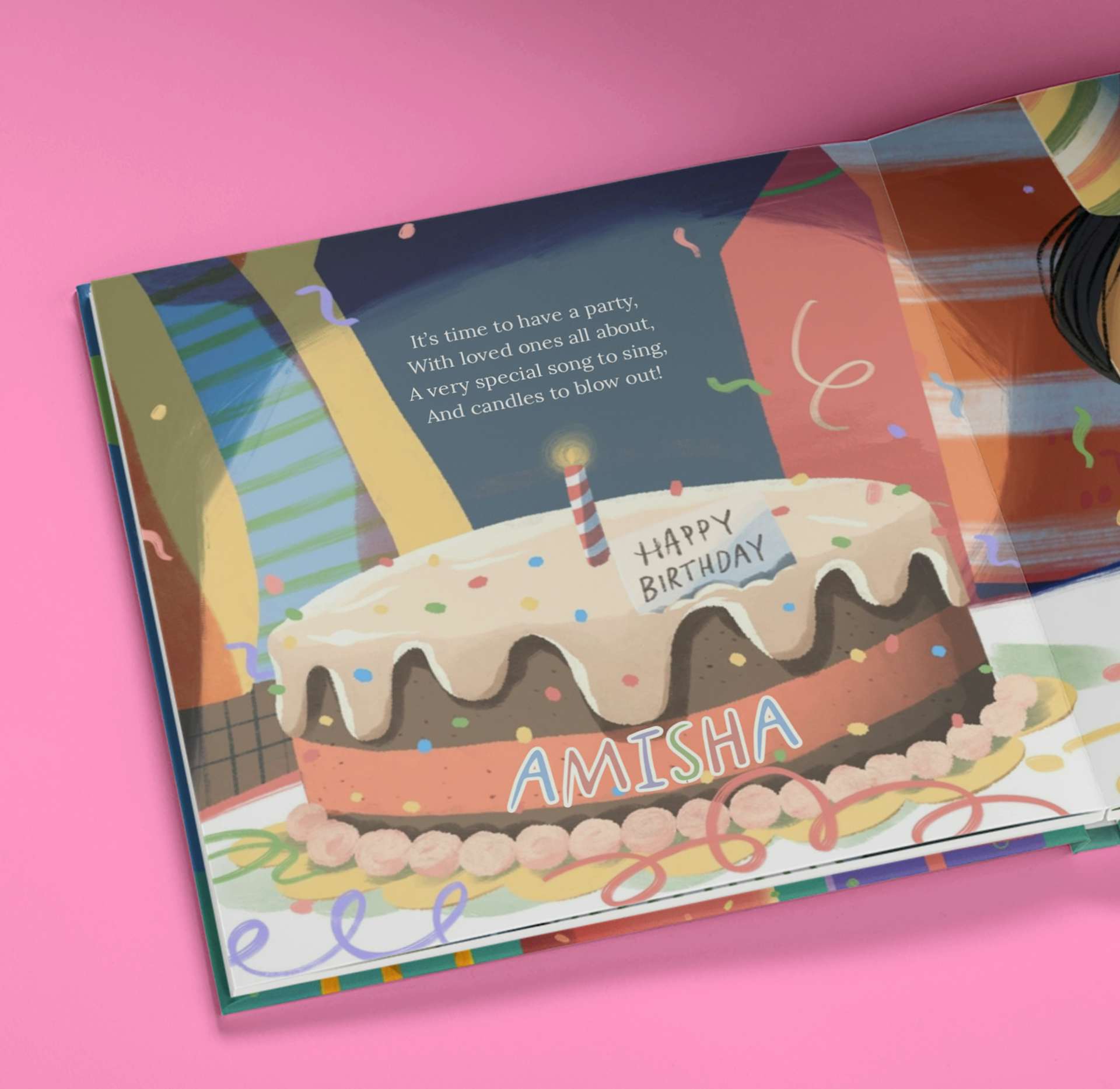 open page of personalised birthday book
