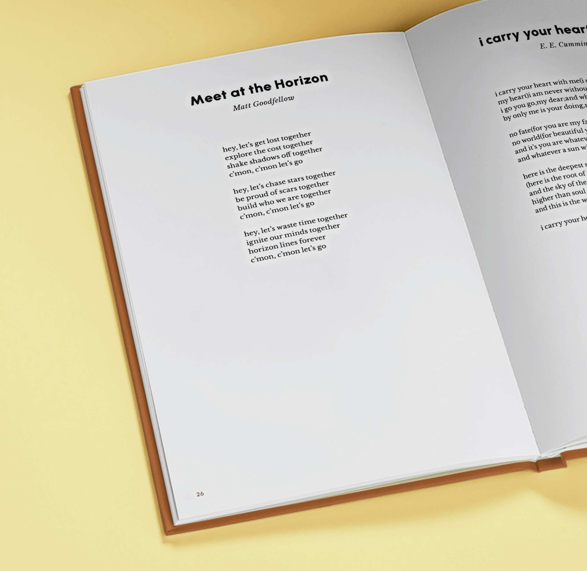 open page of anniversary poetry book