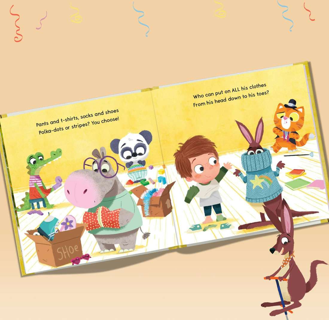 Personalised child character shown inside the book